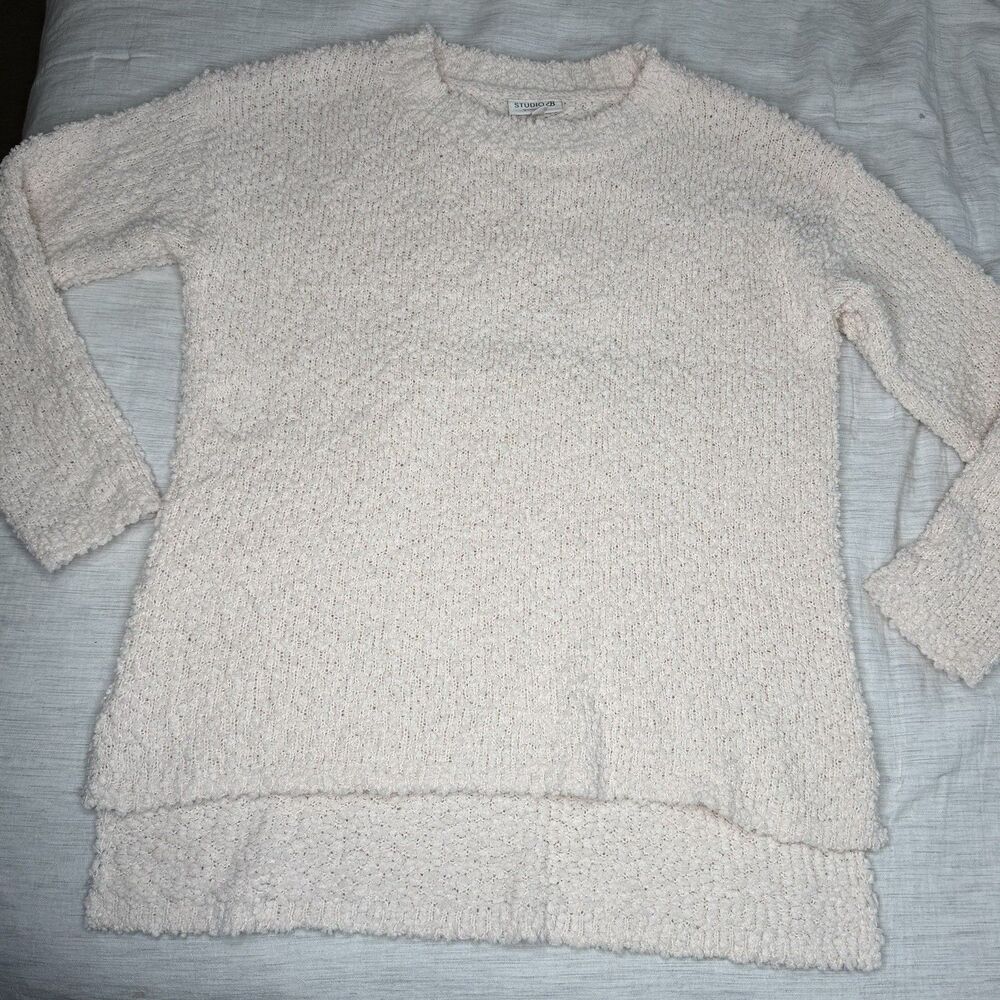 Studio‎ B By Bobeau Pale Pink Textured Popcorn Sweater Women's Large